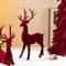 Glitzhome; Glitzhome® Burgundy Flocked Reindeer with Tree Christmas Table Décor Set; Category:Christmas Tabletop Decor; Image:7